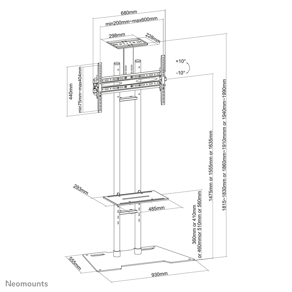 Neomounts PLASMA-M1700ES Supporto da pavimento per TV 32-70"